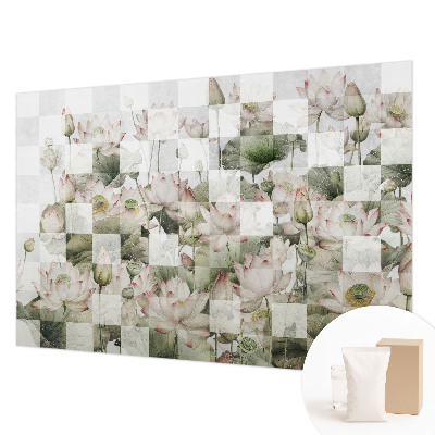 Wallpaper mural for living room with lotus pattern