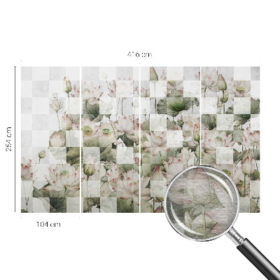 Wallpaper mural for living room with lotus pattern