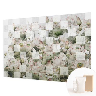 Wallpaper mural for living room with lotus pattern