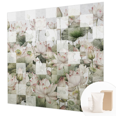 Wallpaper mural for living room with lotus pattern