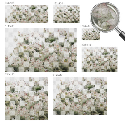Wallpaper mural for living room with lotus pattern