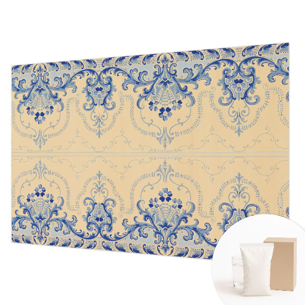 Large wall mural wallpaper with blue ornamental pattern