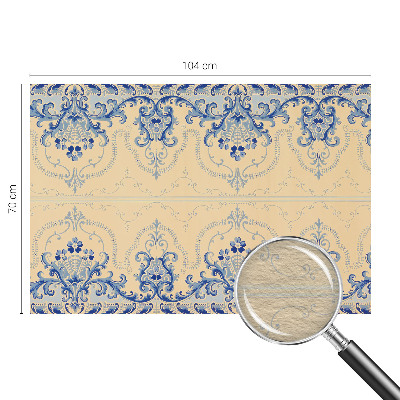 Large wall mural wallpaper with blue ornamental pattern