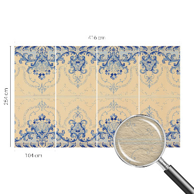 Large wall mural wallpaper with blue ornamental pattern