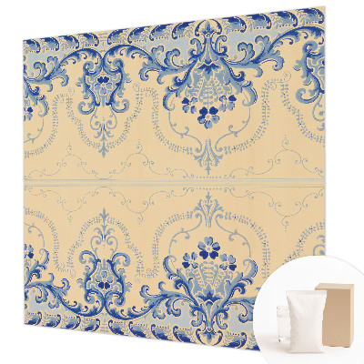 Large wall mural wallpaper with blue ornamental pattern