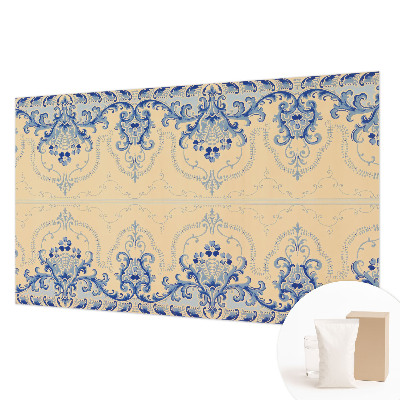 Large wall mural wallpaper with blue ornamental pattern