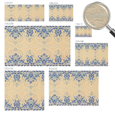 Large wall mural wallpaper with blue ornamental pattern