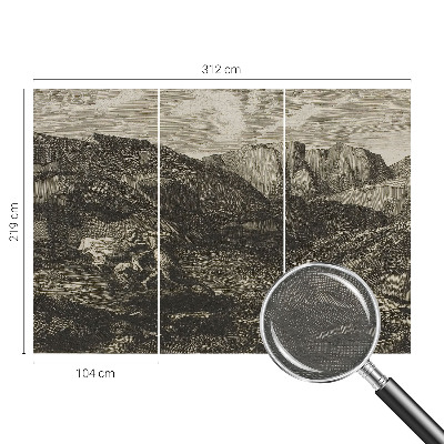 Custom size wall mural with a mountain journey design