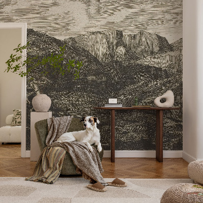 Custom size wall mural with a mountain journey design