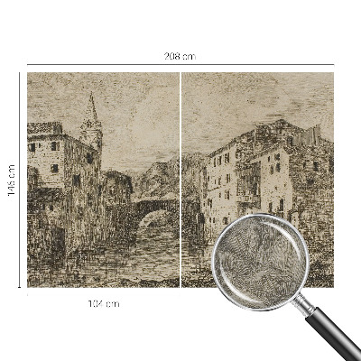 Modern wall mural with a city panorama design