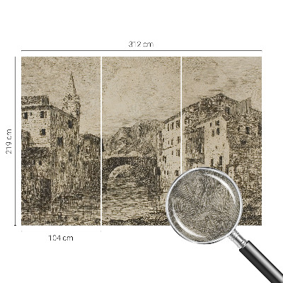 Modern wall mural with a city panorama design