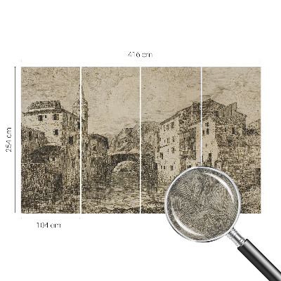 Modern wall mural with a city panorama design