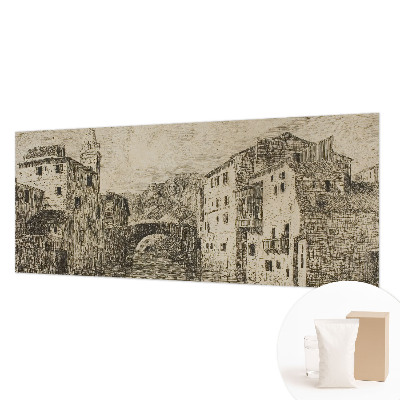 Modern wall mural with a city panorama design
