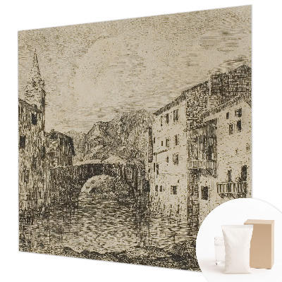 Modern wall mural with a city panorama design