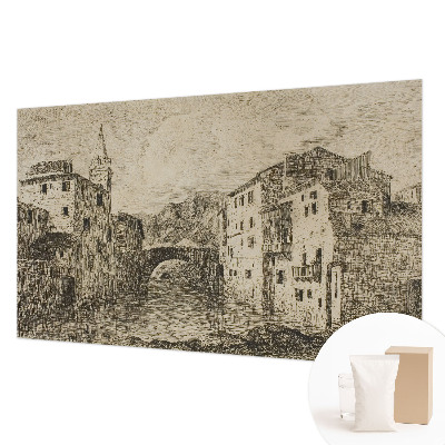 Modern wall mural with a city panorama design