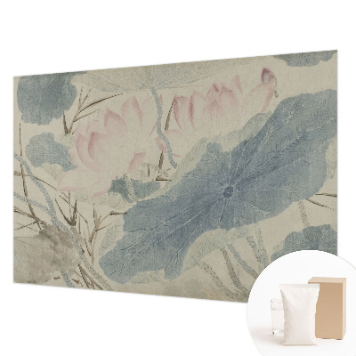 Modern wall mural for bedroom with a lotus leaves design
