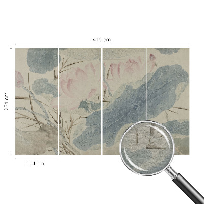 Modern wall mural for bedroom with a lotus leaves design