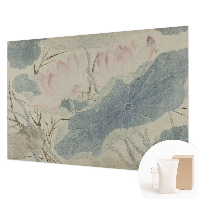 Modern wall mural for bedroom with a lotus leaves design