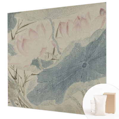 Modern wall mural for bedroom with a lotus leaves design