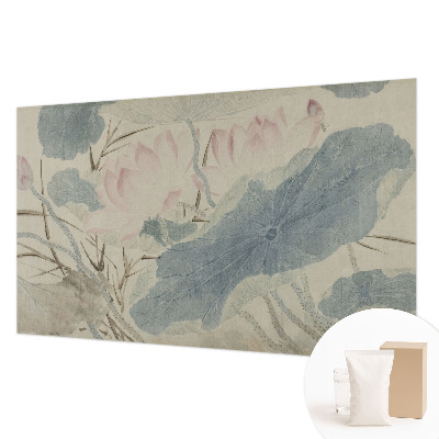 Modern wall mural for bedroom with a lotus leaves design