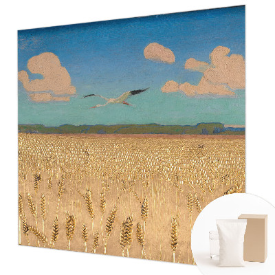 High quality wall mural wallpaper with a wheat field design