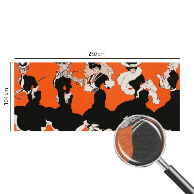 Modern wall mural for living room featuring women's outfits as the central design