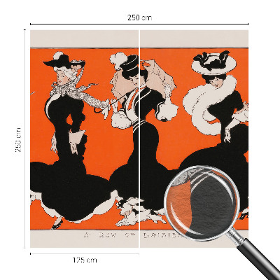 Modern wall mural for living room featuring women's outfits as the central design