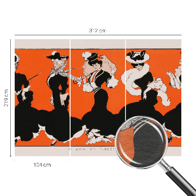 Modern wall mural for living room featuring women's outfits as the central design