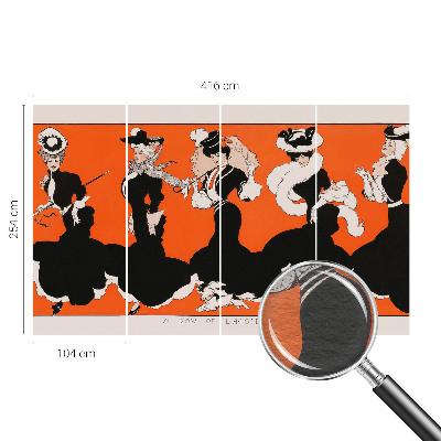 Modern wall mural for living room featuring women's outfits as the central design