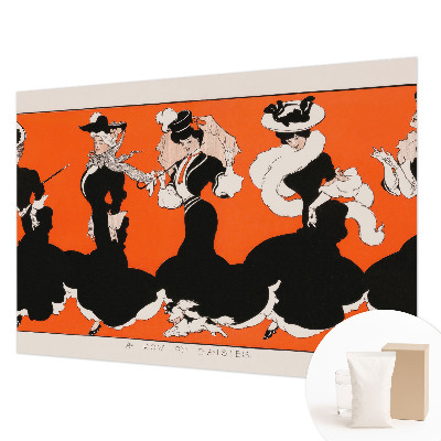 Modern wall mural for living room featuring women's outfits as the central design