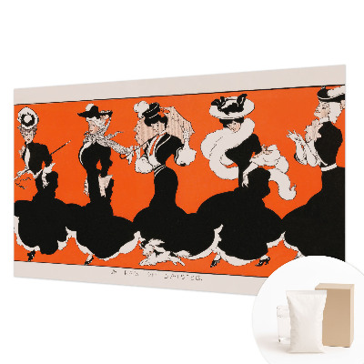 Modern wall mural for living room featuring women's outfits as the central design