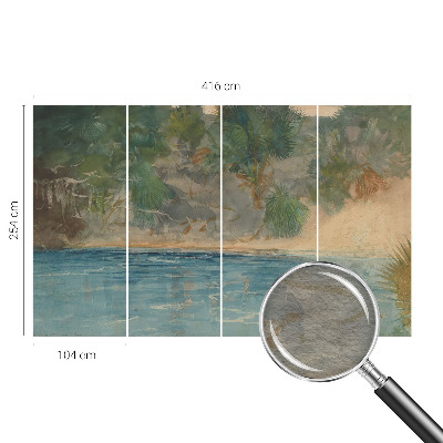 Premium wall mural for bedroom with a tropical shore design