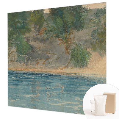 Premium wall mural for bedroom with a tropical shore design