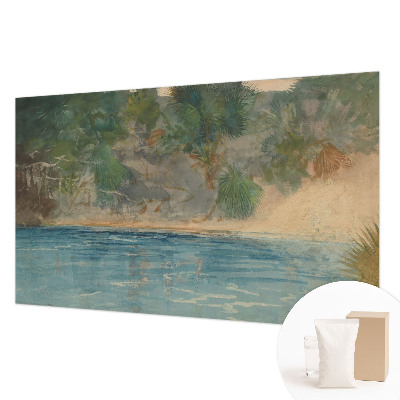 Premium wall mural for bedroom with a tropical shore design