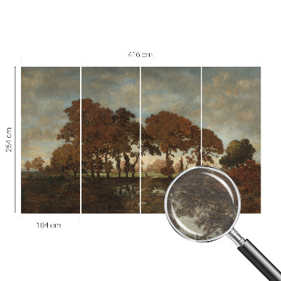 Decorative wall mural for living room with an idyllic landscape design