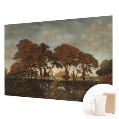 Decorative wall mural for living room with an idyllic landscape design