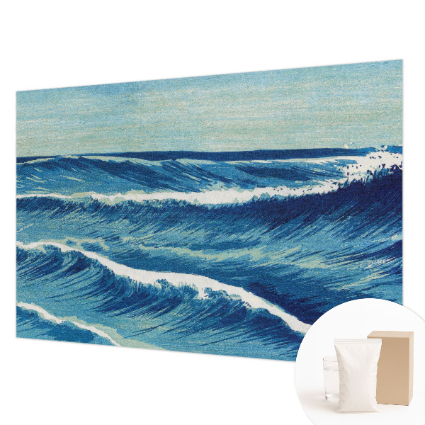 Non-woven wall mural with a sea waves motif