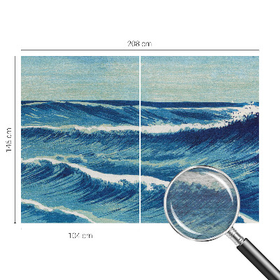 Non-woven wall mural with a sea waves motif