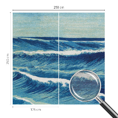 Non-woven wall mural with a sea waves motif