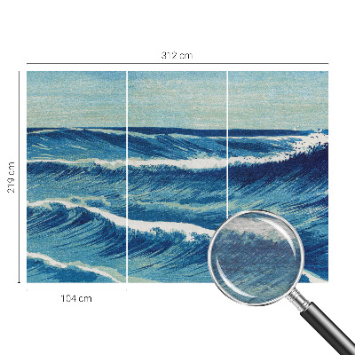 Non-woven wall mural with a sea waves motif