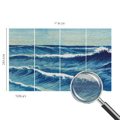 Non-woven wall mural with a sea waves motif