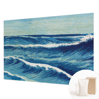 Non-woven wall mural with a sea waves motif