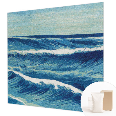Non-woven wall mural with a sea waves motif