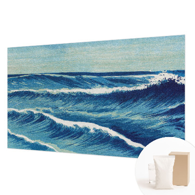 Non-woven wall mural with a sea waves motif