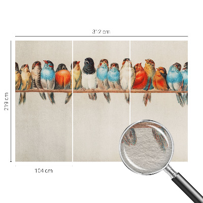 Wall mural with a design of birds on a branch