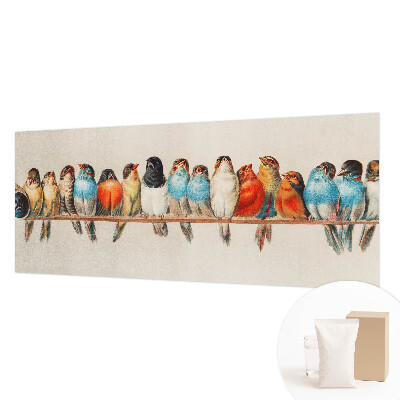 Wall mural with a design of birds on a branch