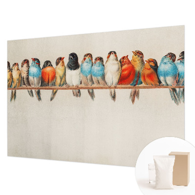 Wall mural with a design of birds on a branch