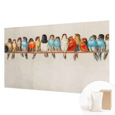 Wall mural with a design of birds on a branch