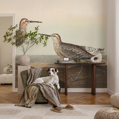 Modern wall mural for living room featuring bird silhouettes