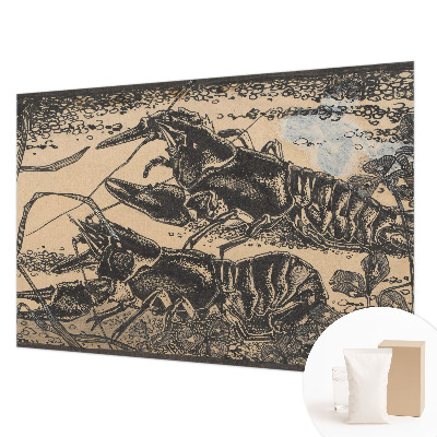 Large wallpaper mural featuring a water crayfish motif